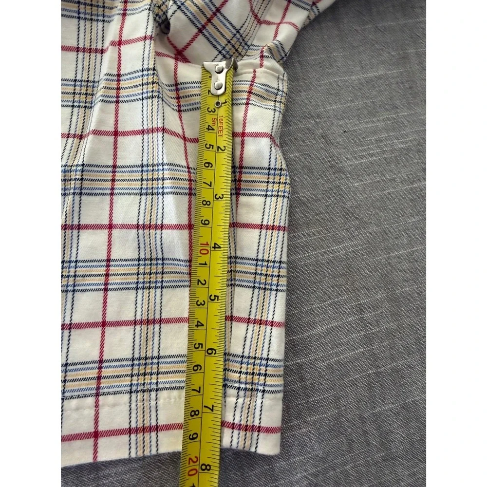 90s Vintage Lizgolf Liz Claiborne Plaid Shorts Womens 14 White Red Blue Yellow